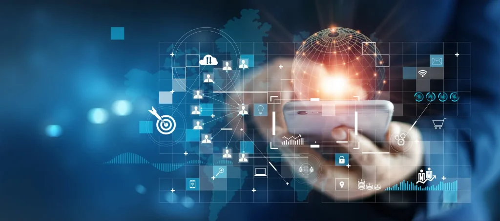 A person is holding a phone with a social media icon on it.