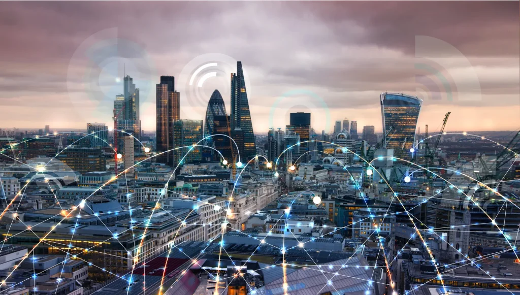 The city of london is connected to the internet.